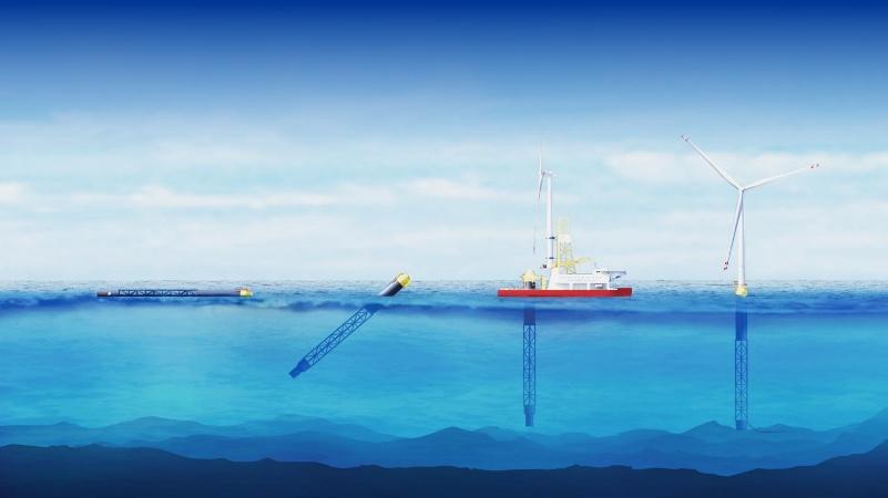 Offshore wind farm installation concept with barge platforms